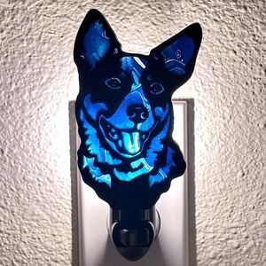Blue Heeler Dog Night Light Plug In Blue Glow Accent Decor Handmade